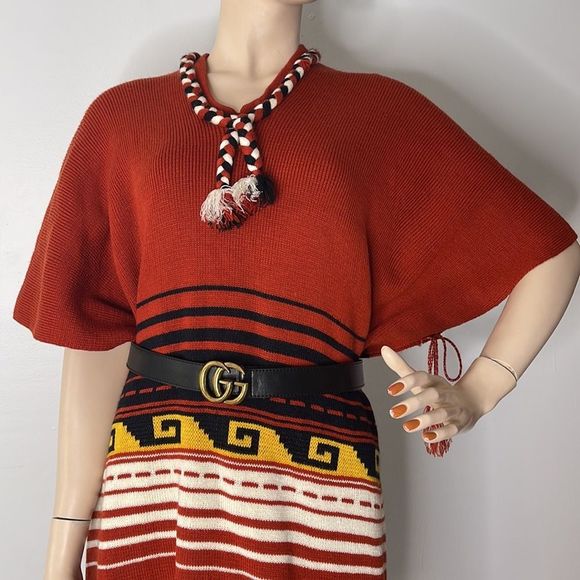 Vintage 70s Soft Knitted Boho Fringe Poncho - Picture 12 of 16